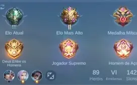 Conta Mobile Legends com 89 personagens e 142 skins
