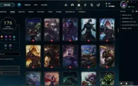 Conta lol lv alto com skins prestigio, muitos emotes e icone