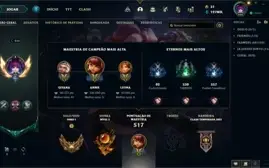 Conta lol lv alto com skins prestigio, muitos emotes e icone