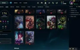 Conta lol lv alto com skins prestigio, muitos emotes e icone