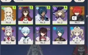 Diluc + 4 personagens AR 7