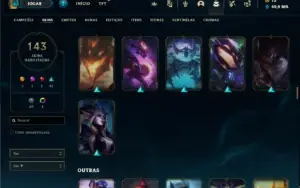 Conta Unranked com TODOS os champs e 143 Skins + Icones raro