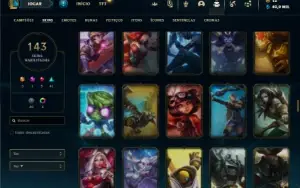 Conta Unranked com TODOS os champs e 143 Skins + Icones raro