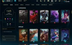 Conta Unranked com TODOS os champs e 143 Skins + Icones raro