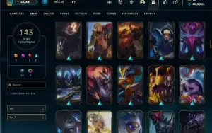 Conta Unranked com TODOS os champs e 143 Skins + Icones raro