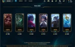 Conta bronze 1 com TODOS os champs e 130 Skins + 2 Prestigio