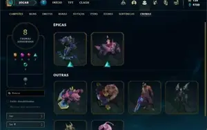 Conta bronze 1 com TODOS os champs e 130 Skins + 2 Prestigio