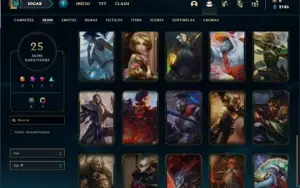 Conta Unranked com 46 Champs e 25 Skins + 2 Fragmentos