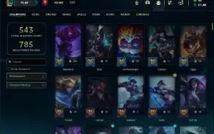 Ferro 2 com TODOS os champs e 386 Skins + 74 Cromas