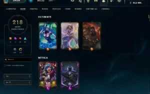 Conta LOL Unranked, 218 skins