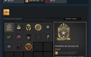 CSGO Prime, 5 Medalhas, 285 Jogos e Steam Level 20.
