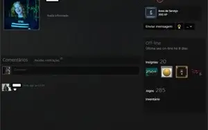 CSGO Prime, 5 Medalhas, 285 Jogos e Steam Level 20.