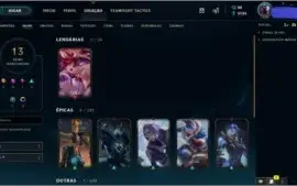 CONTA NVL 138 PLATINA III 58 CHAMPS 13 SKINS POR R$86,99