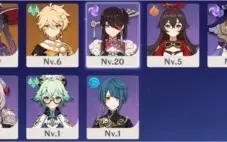 Genshin - Ast Mona, Beidou, Sucrose e Xingqiu + Armas