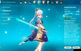 Ar 50 - Lyney + Assinatura, Ayaka, Yelan E Outros