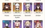 Kazuha+Hutao+Raiden+Ayaka+2 armas T5