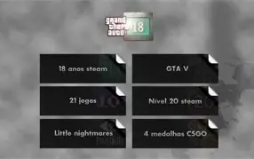 Steam Level 20, 21 Jogos, 18 anos de steam, GTA V