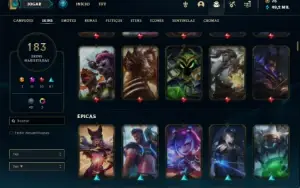Conta ouro 3 com TODOS os champs e 182 Skins + 750 RP