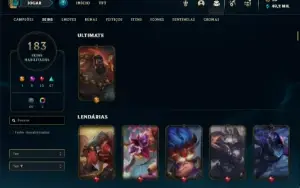 Conta ouro 3 com TODOS os champs e 182 Skins + 750 RP