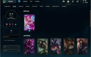 Conta unranked com 27 skins e 85 champs ( MAIN JG ) de 2012