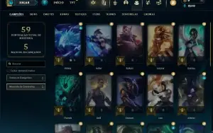 Unranked (Ex Platina) com 30 Champs e 8 Skins + 2 Fragmentos