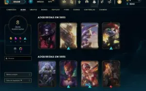Unranked (Ex Platina) com 30 Champs e 8 Skins + 2 Fragmentos