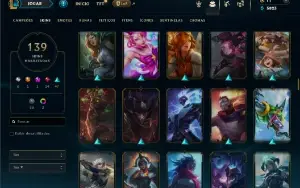 Ouro 1 com TODOS os champs e 139 Skins ( JG / MID / ADC )