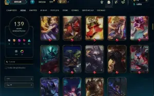 Ouro 1 com TODOS os champs e 139 Skins ( JG / MID / ADC )