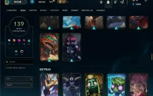Ouro 1 com TODOS os champs e 139 Skins ( JG / MID / ADC )