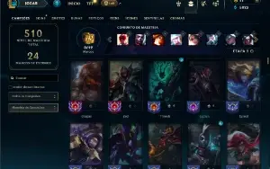 Ouro 1 com TODOS os champs e 139 Skins ( JG / MID / ADC )