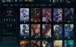 Ouro 1 com TODOS os champs e 139 Skins ( JG / MID / ADC )
