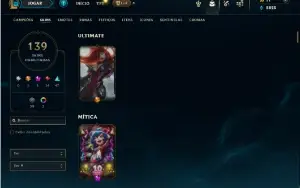 Ouro 1 com TODOS os champs e 139 Skins ( JG / MID / ADC )
