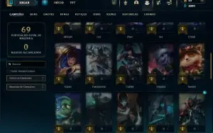 Ouro 4 com 50 Champs e 24 Skins