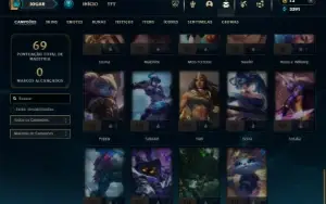 Ouro 4 com 50 Champs e 24 Skins