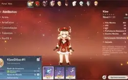 Conta Genshin Impact AR 5 com Klee e Diluc