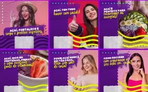Pack Artes Canva Açaí – 60 Temas Editáveis para Açaiterias