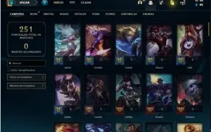 Conta Unranked com 88 Champs e 80 Skins + 700k de Janna