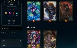 conta LoL e VALORANT com 337 skins, lvl 550, acesso completo
