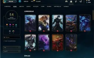 Conta prata 3 com 54 Skins e 99 Champs