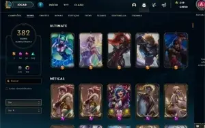 Conta platina 4 todos os champs e 382 skins