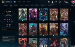 Conta platina 4 todos os champs e 382 skins