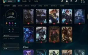 Conta prata 1 com 97 champs e 112 skins ( MAIN SUP )