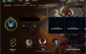 CONTA UNRANKED SMURF 20 CHAMPS 4 SKINS