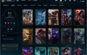 conta gold no lol 51 skins