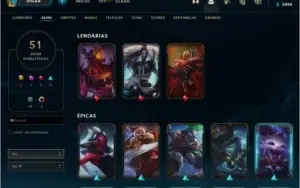 conta gold no lol 51 skins