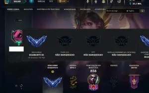 Diamante 3 com TODOS os champs e 221 Skins ( MAIN MID )