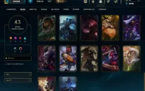 Unranked com 100 Champs e 43 Skins