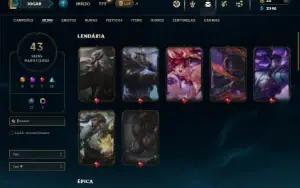 Unranked com 100 Champs e 43 Skins