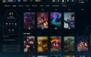 Unranked com 100 Champs e 43 Skins
