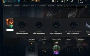 Unranked com 100 Champs e 43 Skins